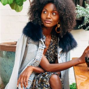 Tuckernuck Pomander Place Faux Fur Collar Denim Jacket